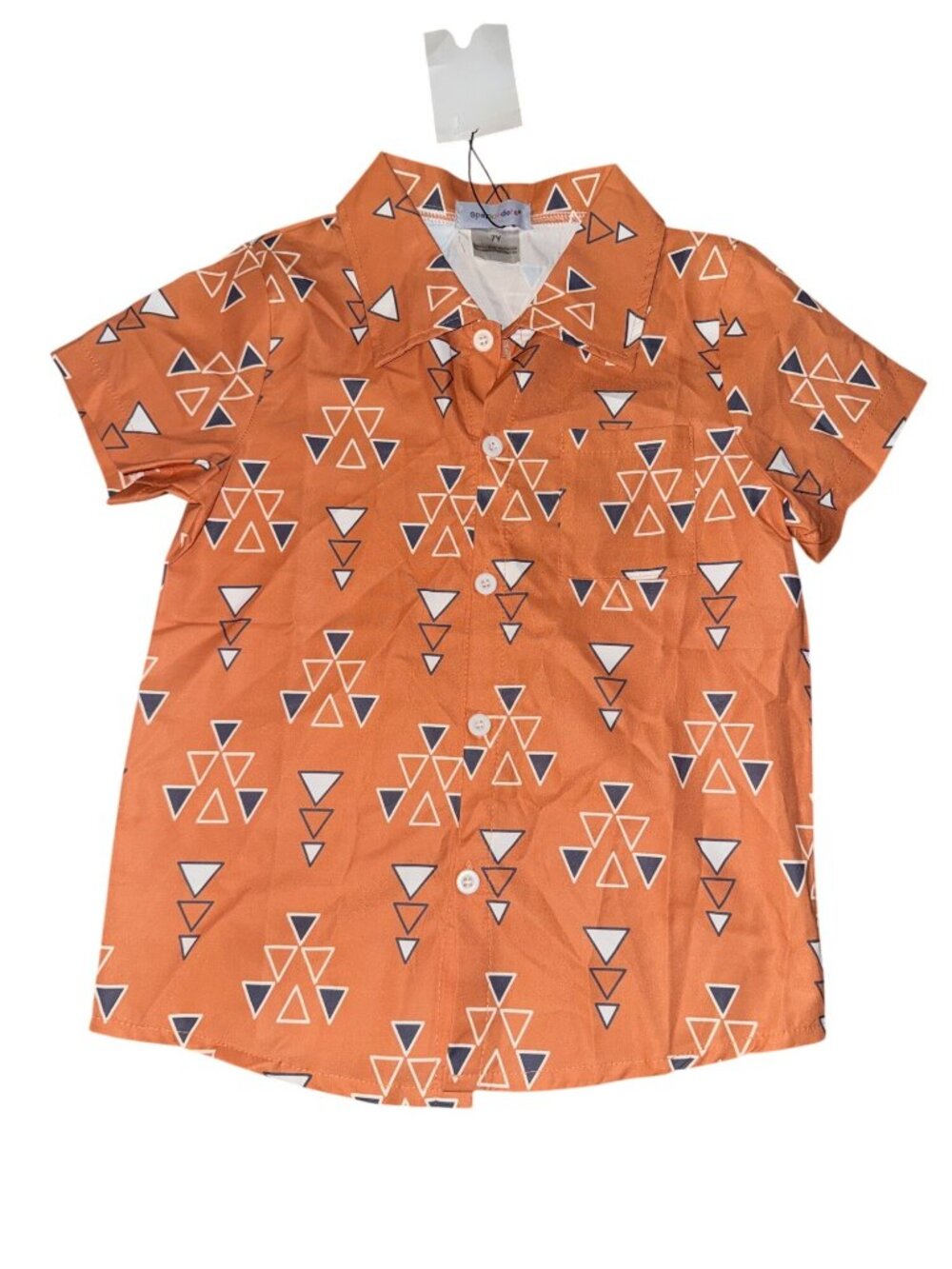 Orange Geometric Boys Button-Up Shirt 7 By Sparkledots